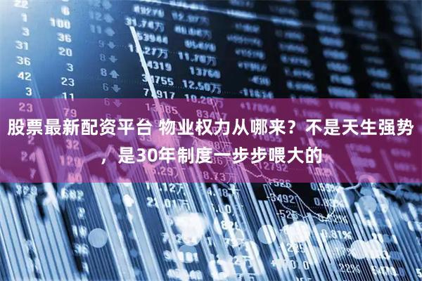 股票最新配资平台 物业权力从哪来？不是天生强势，是30年制度一步步喂大的