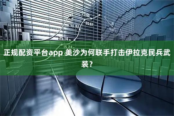 正规配资平台app 美沙为何联手打击伊拉克民兵武装？